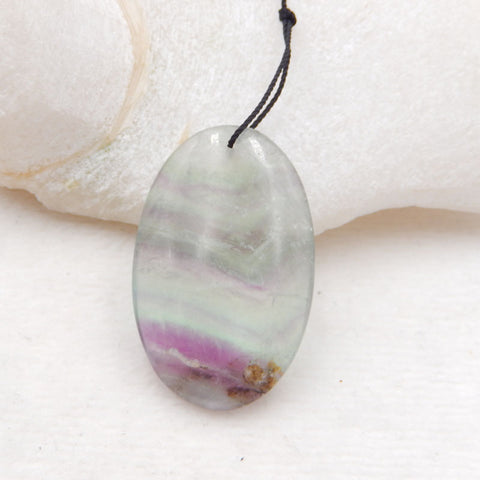 Perle pendentif en pierre précieuse de fluorite naturelle, 40x25x9mm, 17.5g