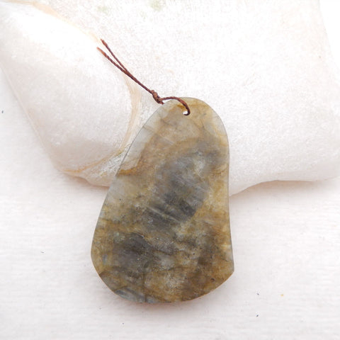 Sculpture de pendentif d'ornement de loup de pierre gemme de Labradorite, 47X31X15mm, 23.56g