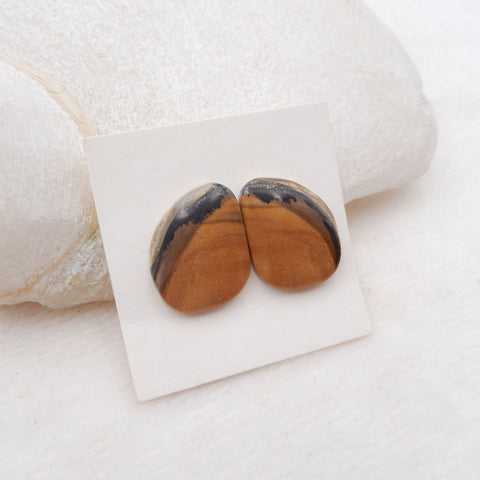 Natural Biggs Jasper Cabochons Paired 19X15X3mm, 3.7g