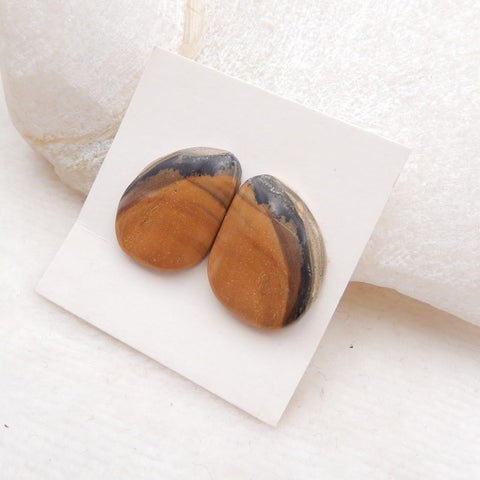 Natural Biggs Jasper Cabochons Paired 19X15X3mm, 3.7g