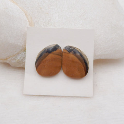 Natural Biggs Jasper Cabochons Paired 19X15X3mm, 3.7g