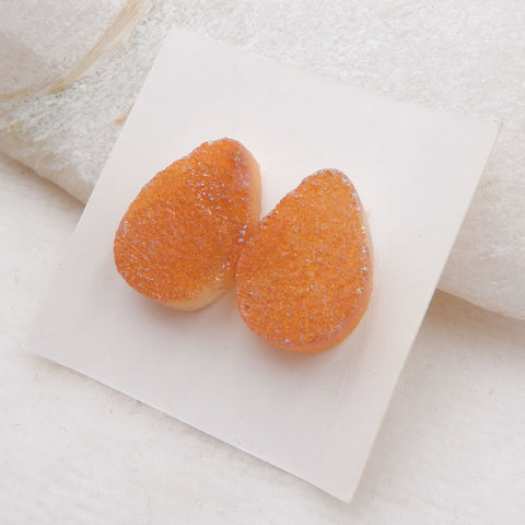 Natural Raw Crystal Cabochons Paired 18x14x6mm, 5.5g