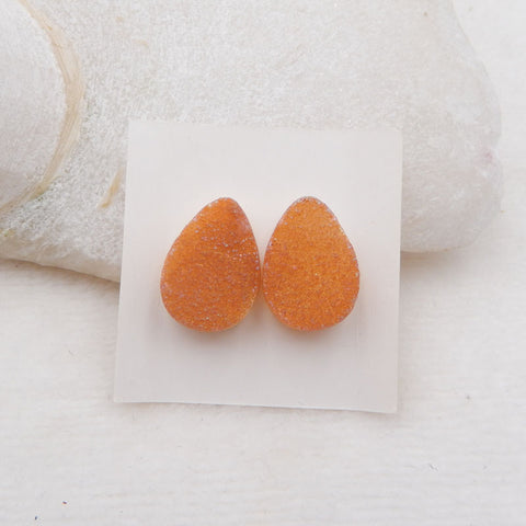 Natural Raw Crystal Cabochons Paired 18x14x6mm, 5.5g