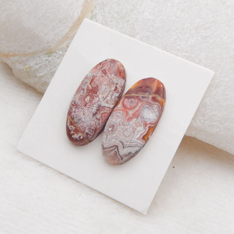 Natural Crazy Lace Agate Cabochons Paired  24X11X4mm, 3.4g