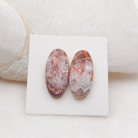 Natural Crazy Lace Agate Cabochons Paired  24X11X4mm, 3.4g