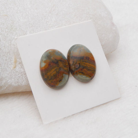 Paire de cabochons Us Biggs Jasper Gemstone, 18 x 13 x 4 mm, 3,7 g