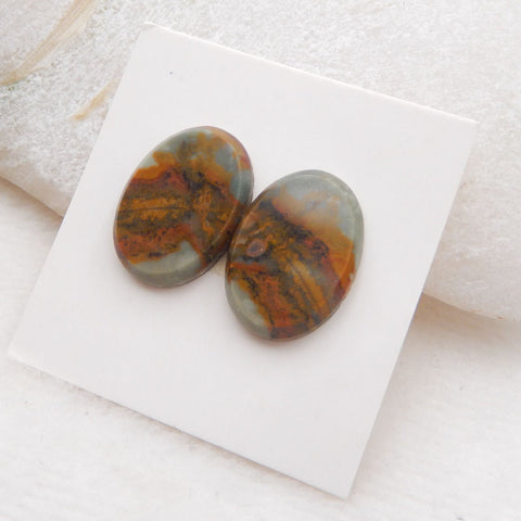 Paire de cabochons Us Biggs Jasper Gemstone, 18 x 13 x 4 mm, 3,7 g