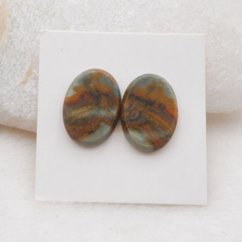 Natural Biggs Jasper Cabochons Paired 18X13X4mm, 3.7g