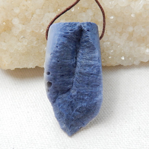 New, Blue Fossil Coral Gemstone Pendant, Nugget Pendant, 46x24x22mm, 30.2g - MyGemGarden