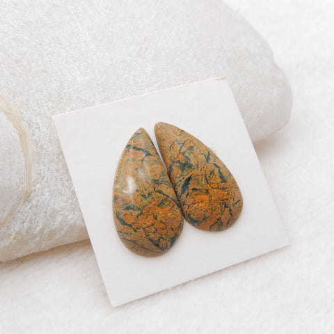 Natural Green Opal Cabochons Paired 25x14x3mm, 4.4g