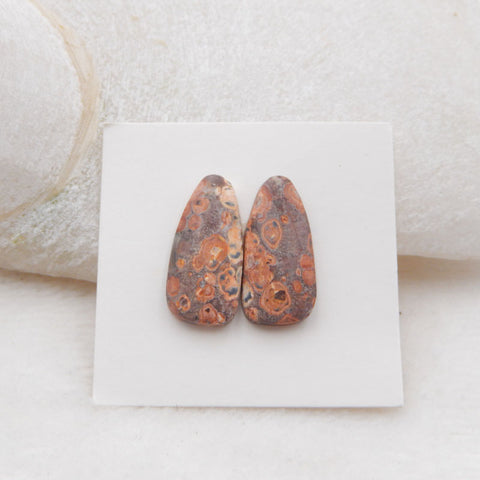 Natural Rhyolite Bird's Eye Jasper Cabochons Paired 20X10X3mm, 1.5g