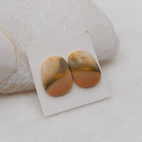 Paire de cabochons Us Biggs Jasper Gemstone, 21X16X4mm, 5.2g