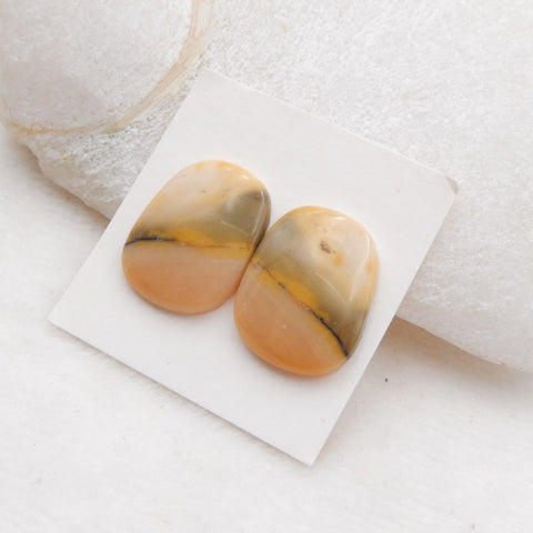 Natural Biggs Jasper Cabochons Paired 21X16X4mm, 5.2g