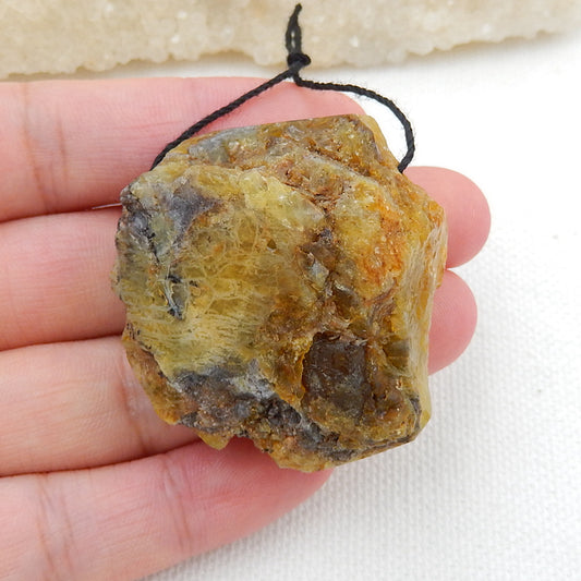 Nugget Yellow Opal Gemstone Pendant Fashion jewelry Necklace, 39x36x20mm, 24.8g - MyGemGarden