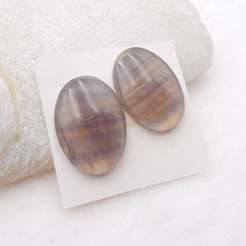 Natural Fluorite Cabochons Paired 25x18x6mm, 9.1g