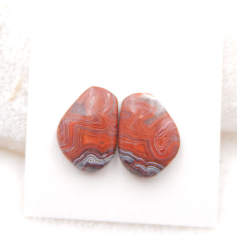 Natural Crazy Lace Agate Cabochons Paired 17X12X4mm, 3g