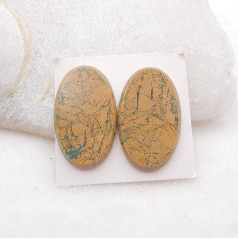 Natural Green Opal Cabochons Paired 30x18x3mm, 7.6g