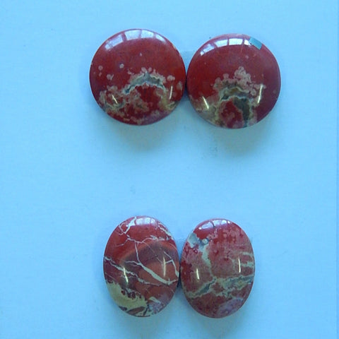 2 Pair Natural Red River Jasper Cabochon 15x5mm,15x12x4mm,7.8g - MyGemGarden