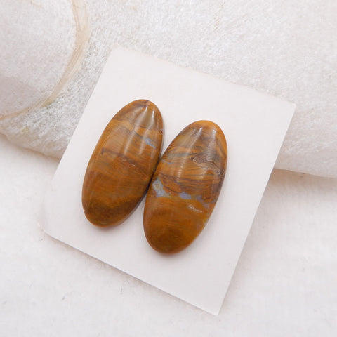 Natural Mushroom Jasper Cabochons Paired 25x12x5mm, 5.3g