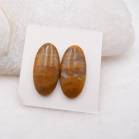 Natural Mushroom Jasper Cabochons Paired 25x12x5mm, 5.3g