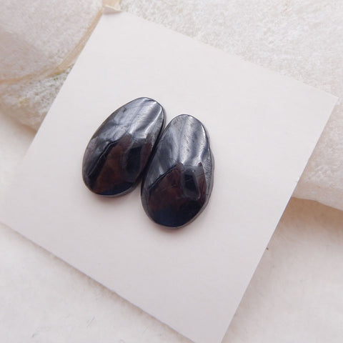 Paire de cabochons en pierres précieuses de sugilite naturelle, 16 x 10 x 4 mm, 3,6 g