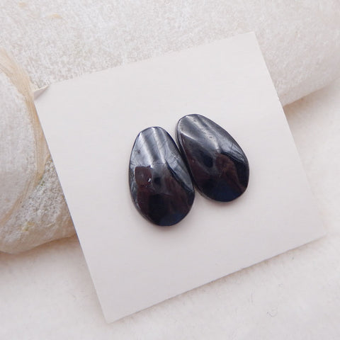 Paire de cabochons en pierres précieuses de sugilite naturelle, 16 x 10 x 4 mm, 3,6 g