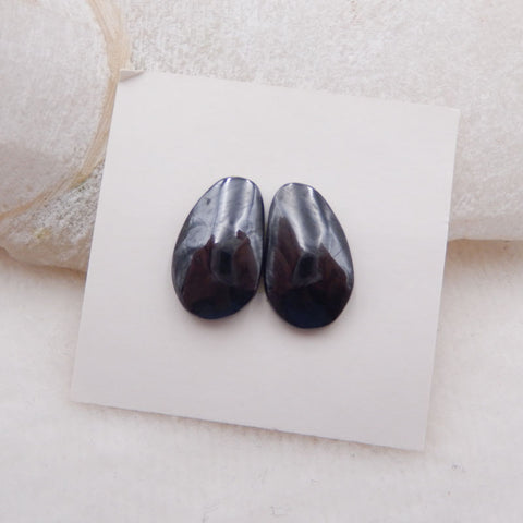 Paire de cabochons en pierres précieuses de sugilite naturelle, 16 x 10 x 4 mm, 3,6 g