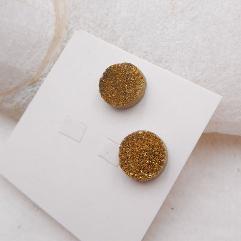 Natural Raw Golden Crystal Cabochons Paired 10X10X3mm, 1.4g