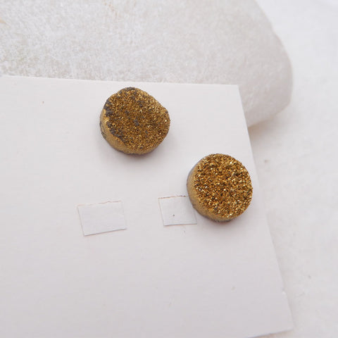 Natural Raw Golden Crystal Cabochons Paired 10X10X3mm, 1.4g