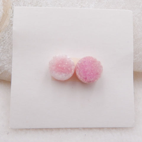 Paire de cabochons ronds 10mm en cristal rose brut de haute qualité, 8x8x6mm, 2.0g