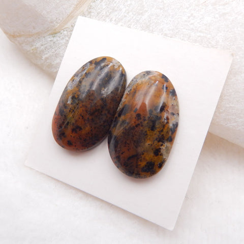 Natural Dendritic Agate Cabochons Paired 23X14X5mm, 6.2g