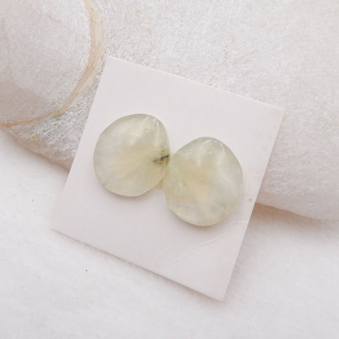 Natural Prehnite Cabochons Paired 17x15x4mm, 4.5g