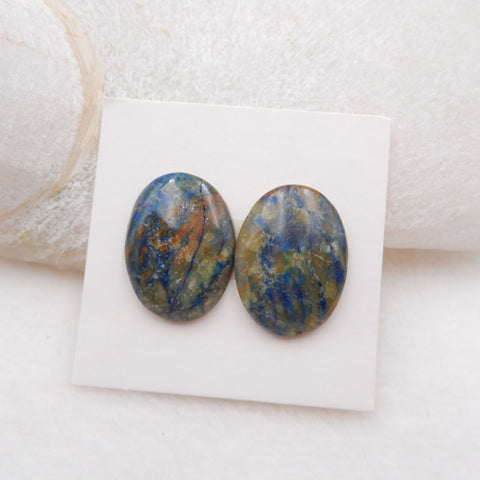 1 paire de cabochons chrysocolle, 20x15x4mm, 4.0g