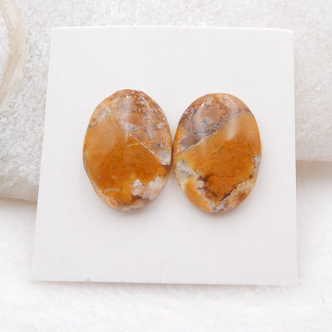 Natural Yellow Opal Cabochons Paired 18X13X4mm, 2.9g