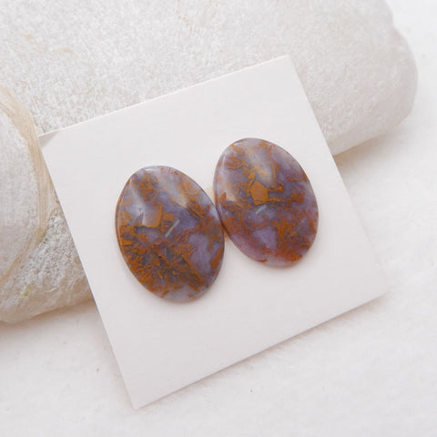 Natural Ocean Jasper Cabochons Paired 19x14x3mm, 3.2g