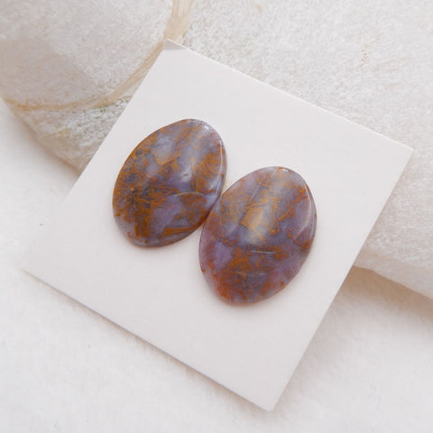 Natural Ocean Jasper Cabochons Paired 19x14x3mm, 3.2g