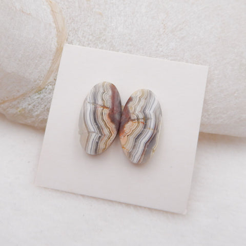 Cabochon en agate de dentelle naturelle, 19 x 11 x 4 mm, 3,0 g