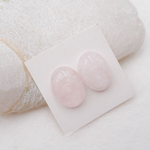 1 paire de cabochons de pierres précieuses ovales en quartz rose naturel, cabochon de sculpture de pétales, 20 x 15 x 6 mm, 5,9 g