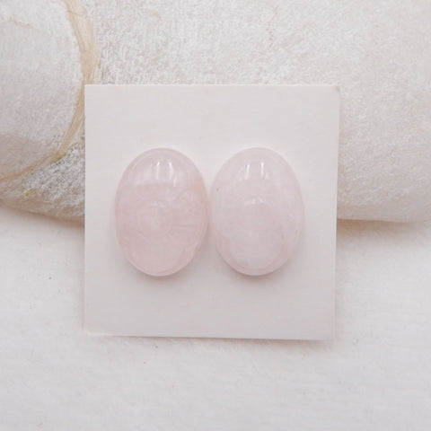 Natural Rose Quartz Cabochons Paired 20x15x6mm, 5.9g