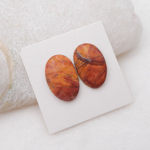 Natural Red Creek Cabochons Paired 21x12x3mm, 2.6g