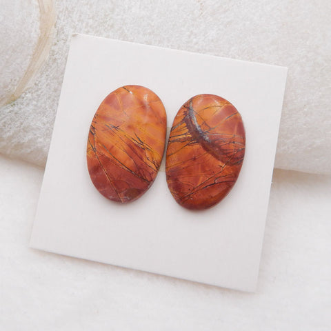 Natural Red Creek Cabochons Paired 21x12x3mm, 2.6g