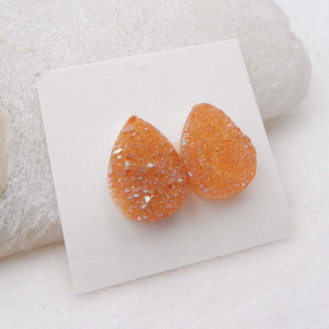 Natural Raw Golden Crystal Cabochons Paired 17x13x6mm, 4.7g