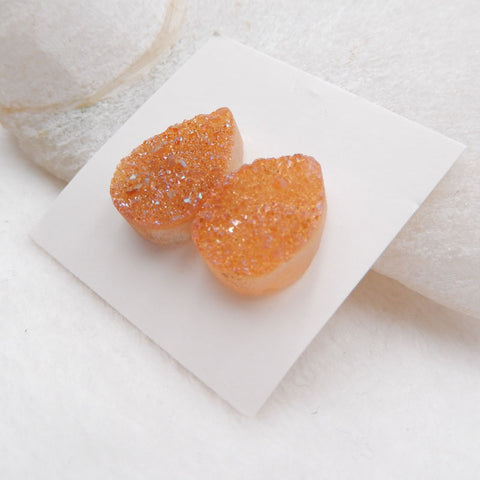 Natural Raw Golden Crystal Cabochons Paired 17x13x6mm, 4.7g