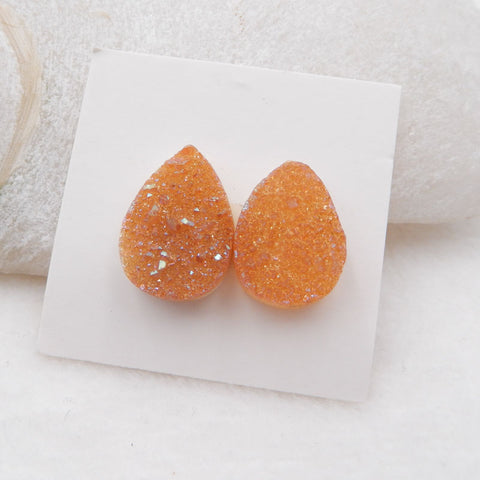 Natural Raw Golden Crystal Cabochons Paired 17x13x6mm, 4.7g