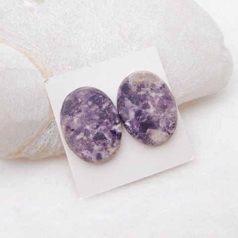 Natural Purple Lace Agate Cabochons Paired 25x18x3mm, 6.3g