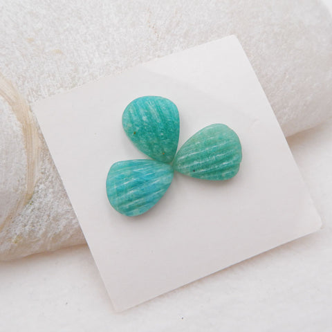 3 PCS Natural Amazonite Cabochons 12X10X4mm, 2.8g