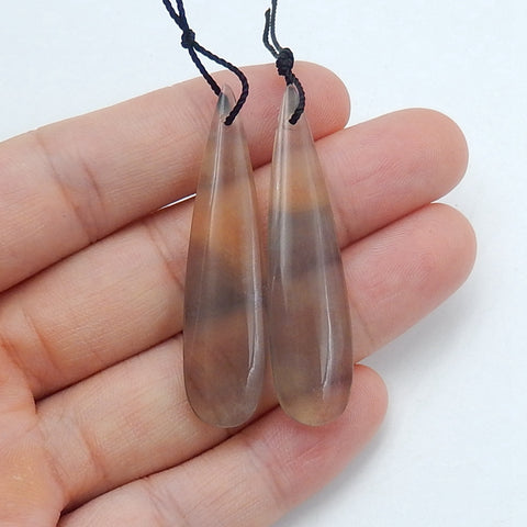 Fluorite Teardrop Earrings Pair stone for Earrings making, 45x11x5mm, 8.7g - MyGemGarden