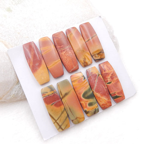 6 PCS Natural Red Creek Jasper Cabochons 25x9x3mm, 13.8g