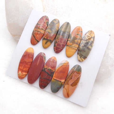 6 PCS Natural Red Creek Jasper Cabochons 24X9X3mm, 10.2g