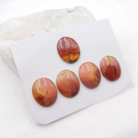 5 PCS Natural Red Creek Jasper Cabochons 25x20x5mm, 19g